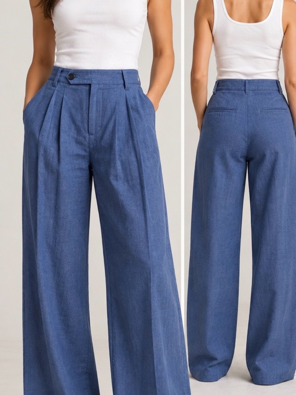 Banana Republic Wide-Leg High-Waist Pants in Denim Blue